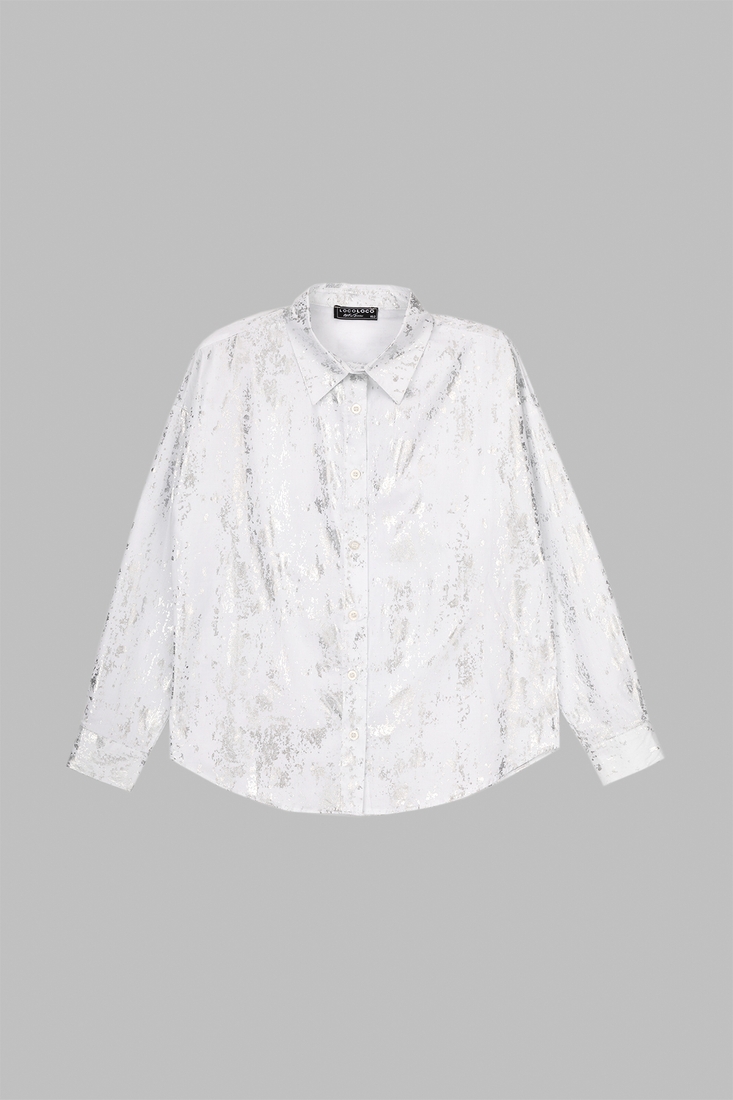 Фото Рубашка с узором для девочки LocoLoco 9056 158 см Серебристо-белый (2000990486646D)