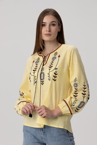 Фото Вышиванка рубашка с принтом женская Park karon 23150 38 Желтый (2000990154248A)
