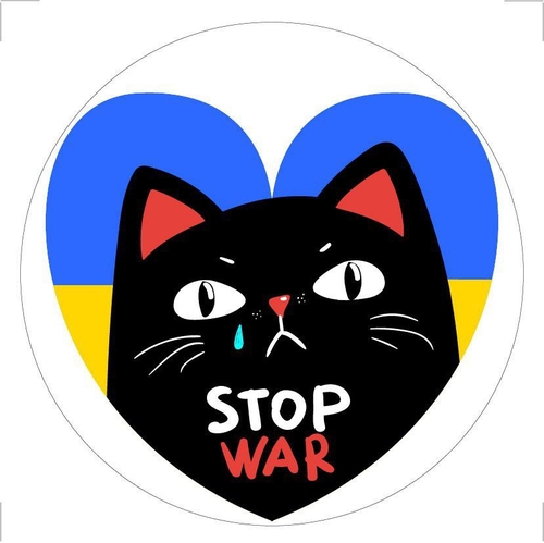 Фото Постер "Котик Stop War" на самоклеющейся пленке с ламинацией 0,13*0,13 (2000989208228)