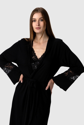 Фото Комплект халат+рубашка женский Atik 891 XL Черный (2000990159151A)
