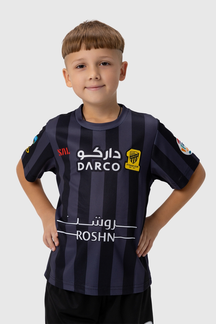 Фото Футбольна форма для хлопчика BLD AL ITTIHAD BENZEMA 116 см Чорний (2000990102348А)