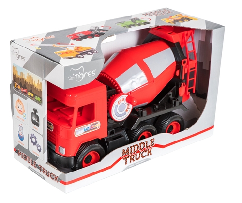 Фото Авто "Middle truck" бетоносмеситель (красный) в коробке (2000902057315)