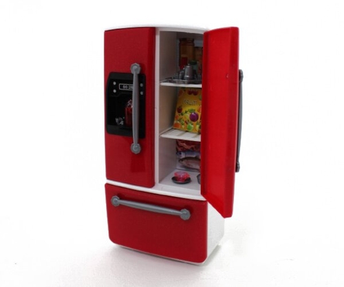 Фото Кукольная мебель HUA YU LONG Холодильник с посудкой, со звуком и светом (66081-3)