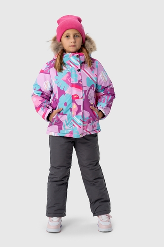 Фото Комбинезон для девочки 2301 куртка + штаны на шлейках 116 см Малиновый (2000989628026W)