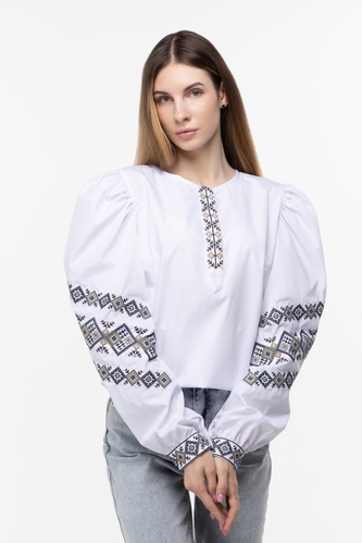 Фото Рубашка-вышиванка женская Стефания 50 Белый (2000989840237A)