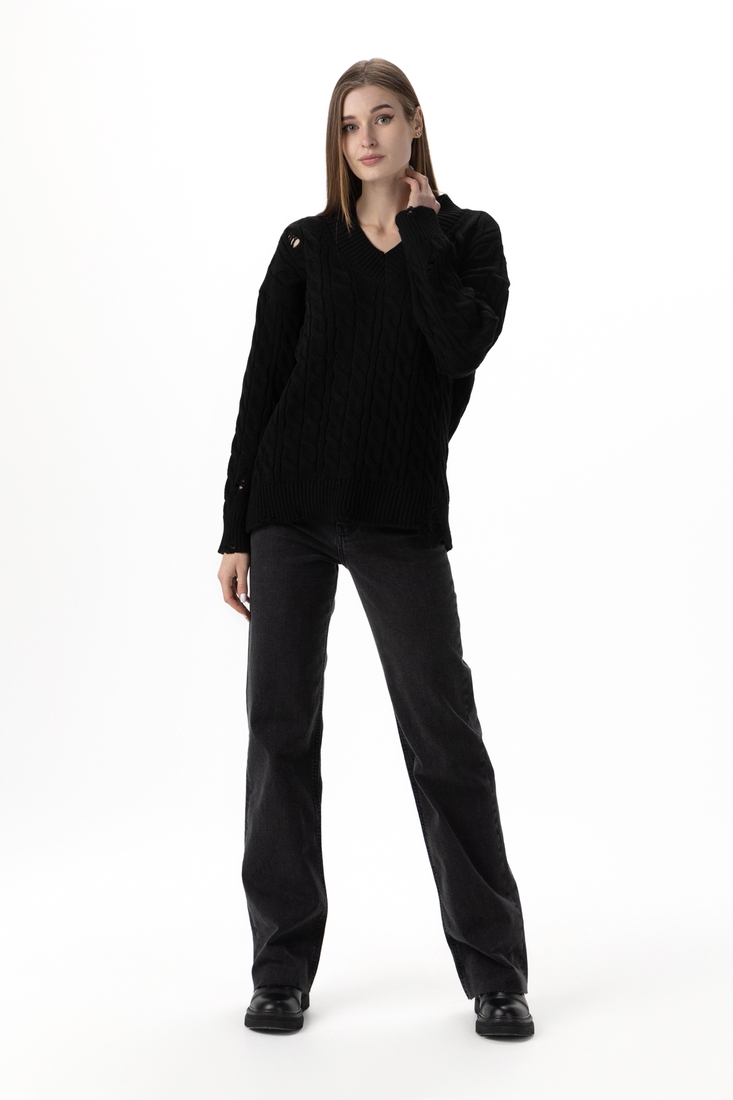 Фото Пуловер однотонний жіночий Femme 2026 One Size Чорний (2000990221483W)