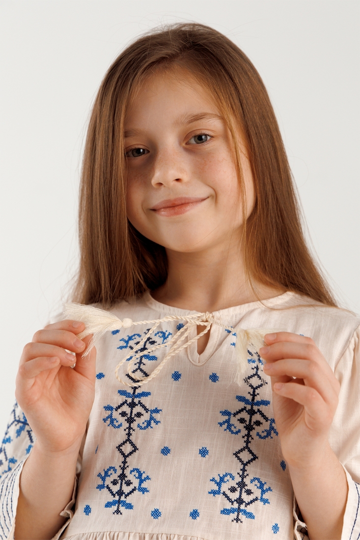 Фото Рубашка с вышивкой для девочки Cuento 3035 134 см Бежевый (2000990264244A)