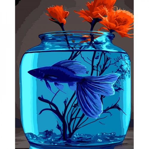 Фото Набор для росписи по номерам Синяя рыбка Strateg GS1256 (4823113854812)