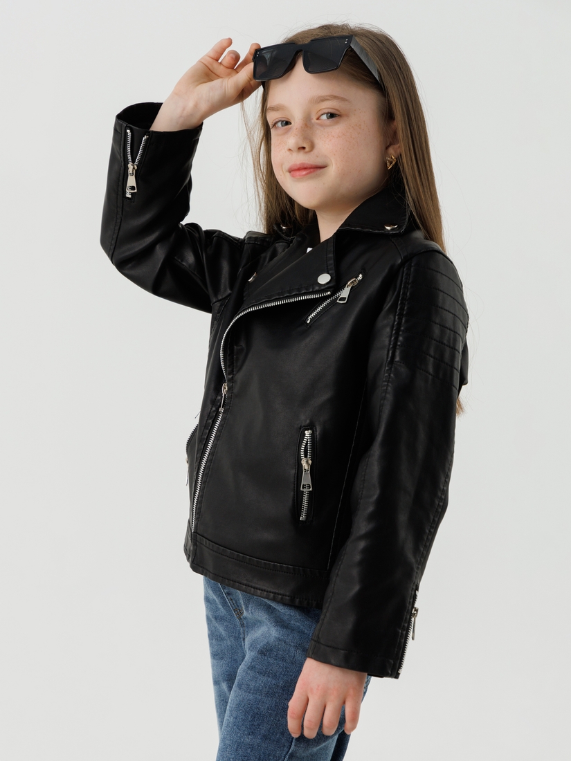 Фото Куртка з екошкіри для дівчинки XZKAMI 6807 134 см Чорний (2000990538024D)
