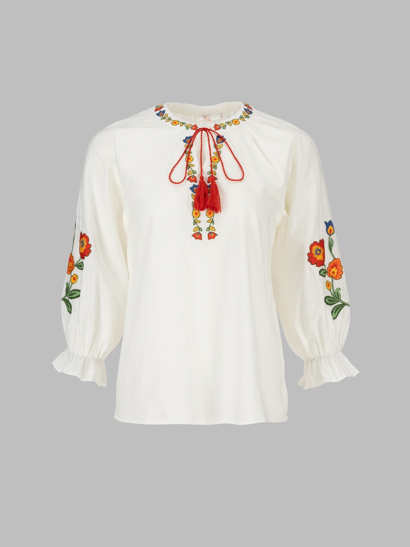 Фото Вышиванка рубашка с принтом женская Park karon 23063 L Белый (2000990485519A)