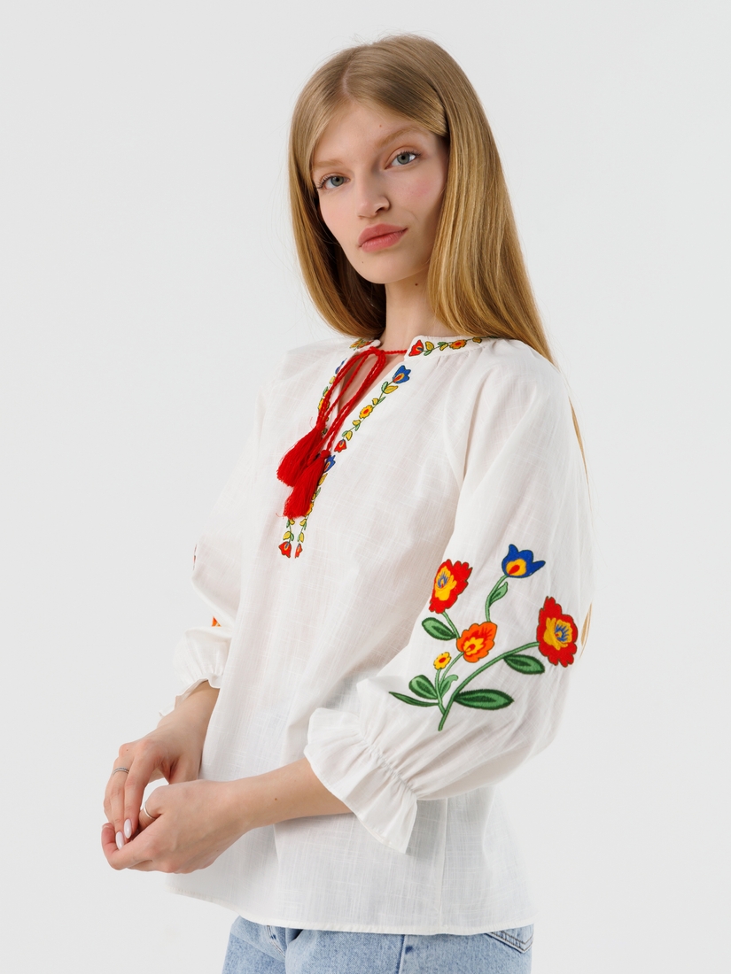 Фото Вышиванка рубашка с принтом женская Park karon 23063 L Белый (2000990485519A)