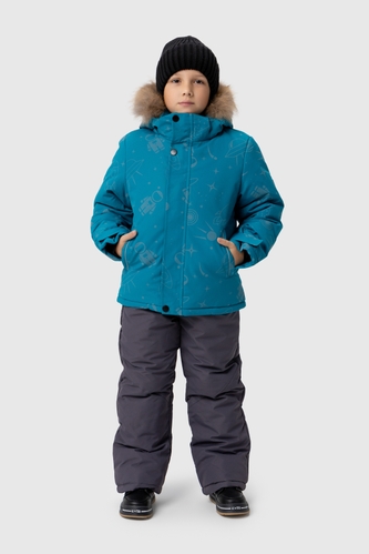 Фото Комбинезон для мальчика 2319 куртка + штаны на шлейках 116 см Бирюзовый (2000989625186W)