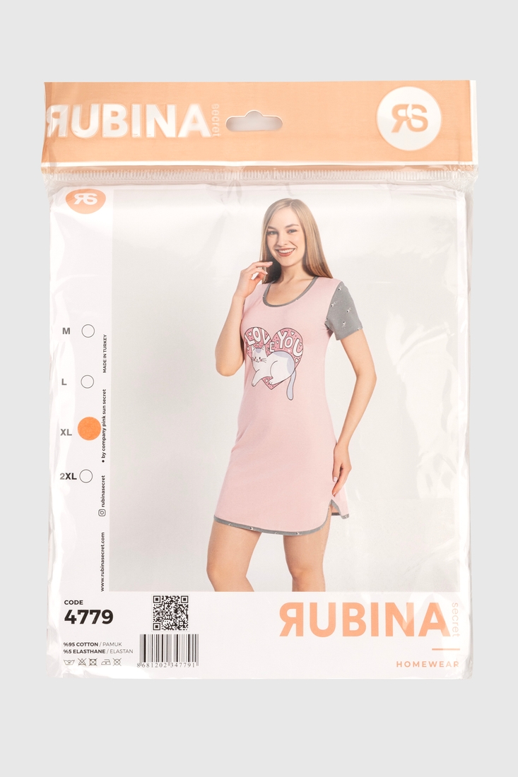 Фото Ночная рубашка женская RUBINA 4779 2XL Розовый (2000990450623A)