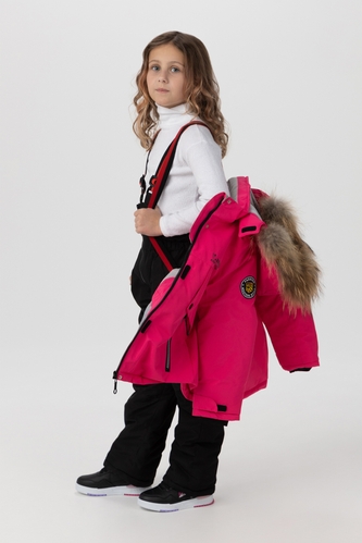 Фото Комбинезон для девочек (куртка+штаны на шлейках) зима 1506 116 Малиновый (2000989628101W)