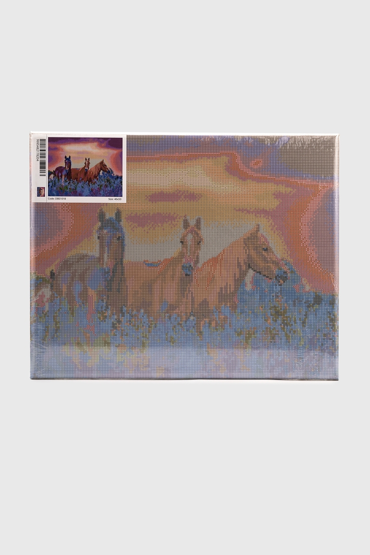 Фото Алмазная мозаика Лошади на цветочном поле DBS1018 Разноцветный (9995482178204)