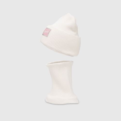 Фото Набор шапка+снуд для девочки Talvi БАРБИ One Size Белый (2000990194473D)