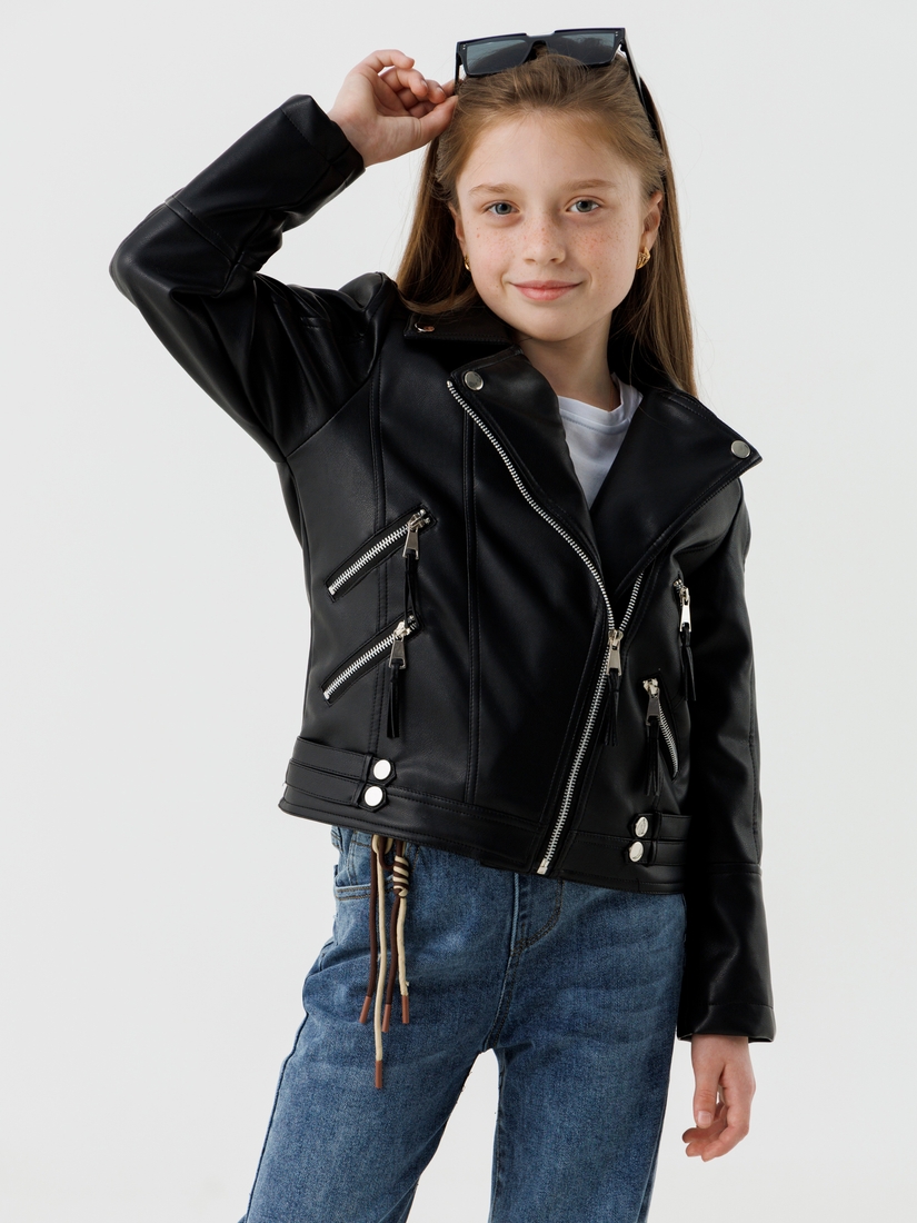 Фото Куртка з екошкіри для дівчинки XZKAMI 8812 146 см Чорний (2000990538086D)