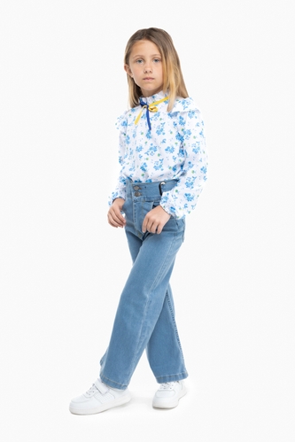 Фото Блуза с узором для девочки MyChance Цветы 140 см Разноцветный (2000989804413D)