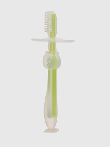 Фото Силиконовая зубная щетка с ограничителем Мегазайка 0707 Салатовый (2000990579669)