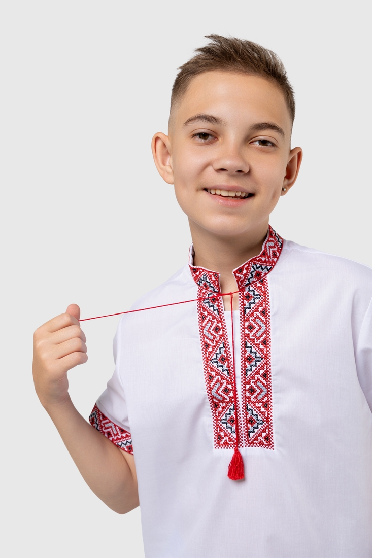 Фото Рубашка вышиванка для мальчика КОЗАЧЕК МАЙКЛ 164 см Красный (2000989883135S)