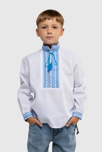 Фото Рубашка вышиванка для мальчика Veronika СЕРГЕЙКО-1 152 см Голубой (2000990003287D)