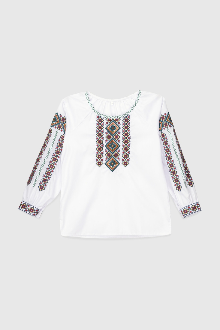Фото Рубашка с вышивкой для девочки АЛЕКСАНДРА №6 158 см Зеленый (2000989764014D)