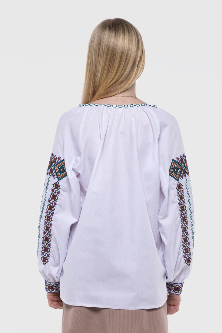 Фото Рубашка с вышивкой для девочки АЛЕКСАНДРА №6 158 см Зеленый (2000989764014D)
