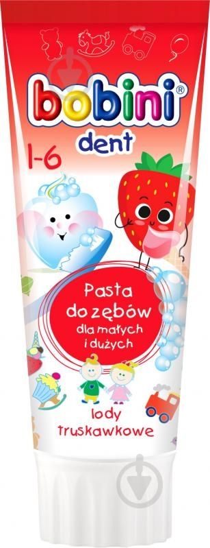 Фото Зубная паста для детей Bobiny Kids 75880 Strawberry от 1 года (5900465997400A)