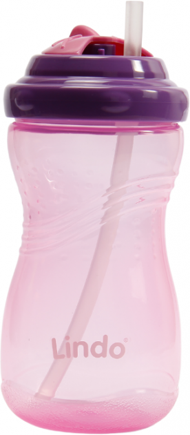 Фото Бутылочка-непроливайка с соломинкой Lindo LI 127 16 х 7 х 7 см Розовый (2000989637097)