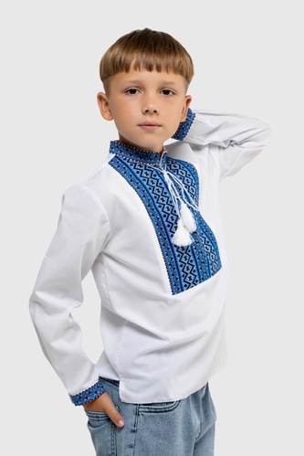 Фото Сорочка вишиванка для хлопчика Veronika СЕРГІЙКО-2 122 см Блакитний (2000990003225D)