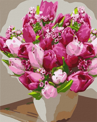 Фото Набір для розпису по номерах. Букети "Яскраві тюльпани" 40х50 см KHO3006 (4823104325079)
