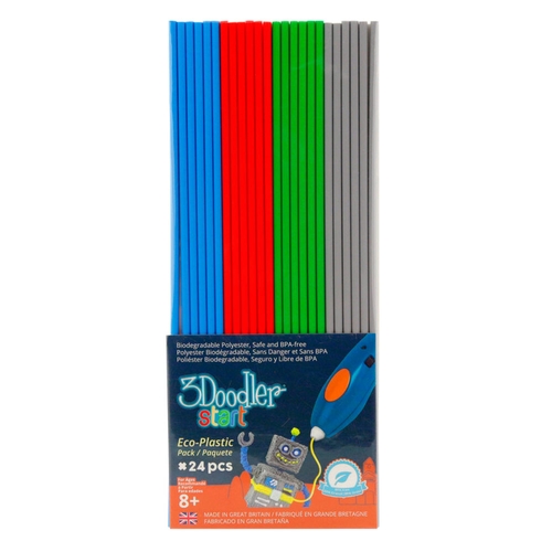 Фото Набір стрижнів для 3D-ручки 3Doodler Start - МІКС (24 шт: сірий, блакитний, зелений, червоний) 3DS-ECO-MIX2-24 (857560006047 )