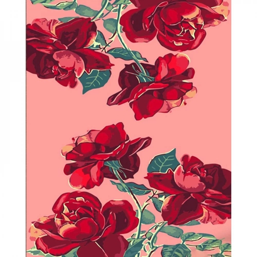 Фото Набір для розпису по номерах Троянди на рожевому фоні Strateg 40х50 см DY411 (4823113861216)