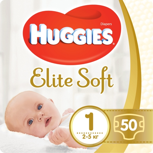 Фото Підгузки Huggies Elite Soft 1 Jumbo 1ДЖАМБО50 9400112 2-5 кг 50 шт. (5029053564883)