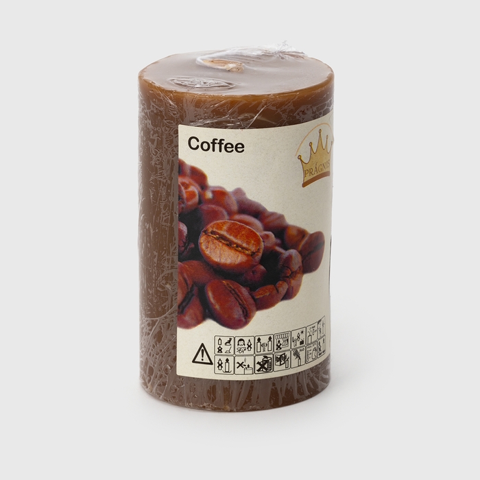 Свеча-эко ручной работы COFFEE с зернами и ароматом кофе, d 8 h 10 см/ круглая