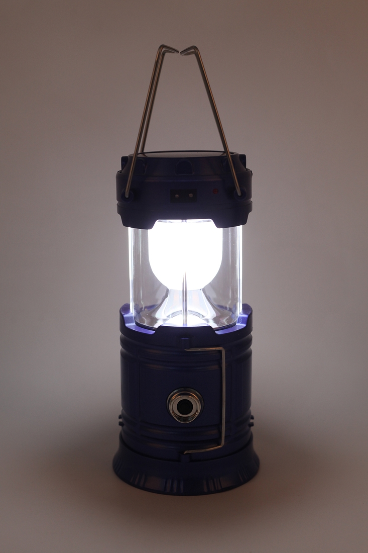 Фото Кемпинговый LED фонарь, Синий MH-5800T с USB аккумуляторный с солнечной панелью MH-5800T (2000989474296)