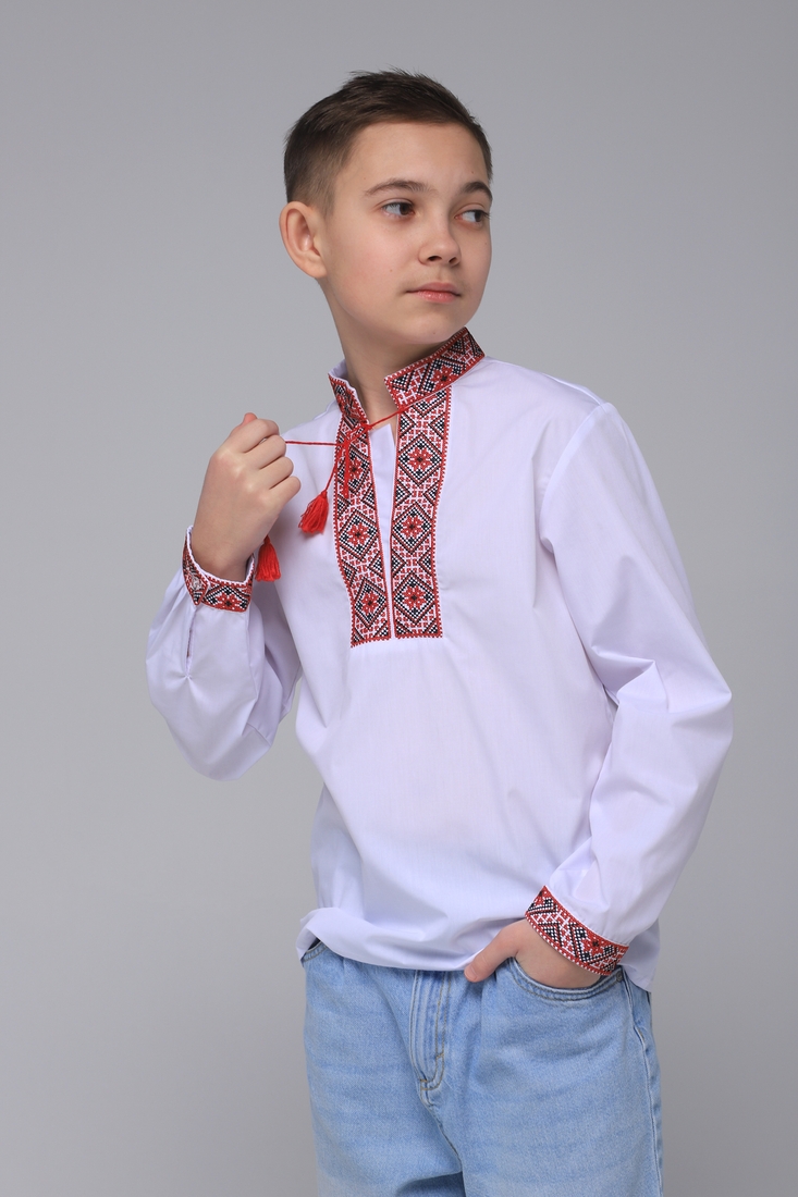 Фото Рубашка с вышивкой для мальчика КАЗАЧОК ФЕДОР 146 см Красный (2000902199251D)