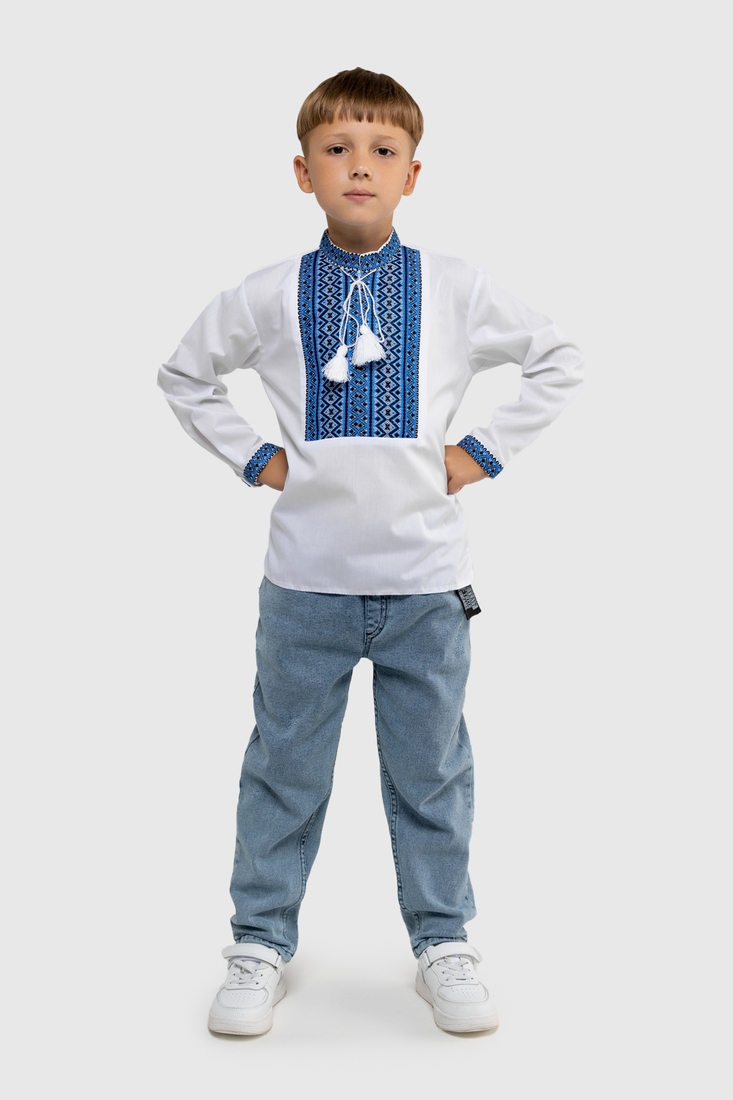 Фото Сорочка вишиванка для хлопчика Veronika СЕРГІЙКО-2 98 см Блакитний (2000990003188D)