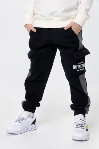 Фото Спортивні штани з принтом для хлопчика Atescan 1106 152 см Темно-синій (2000990276155W)