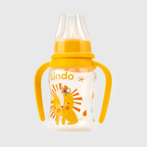Фото Бутылочка круглая Lindo LI146 с силиконовой соской Желтый (2400570744010)