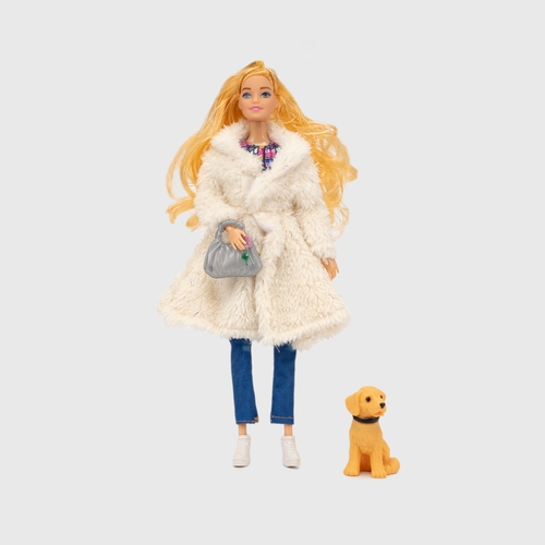 Фото Кукла "Блондинка с животным" 1893 29 см Белый (2000990275615)