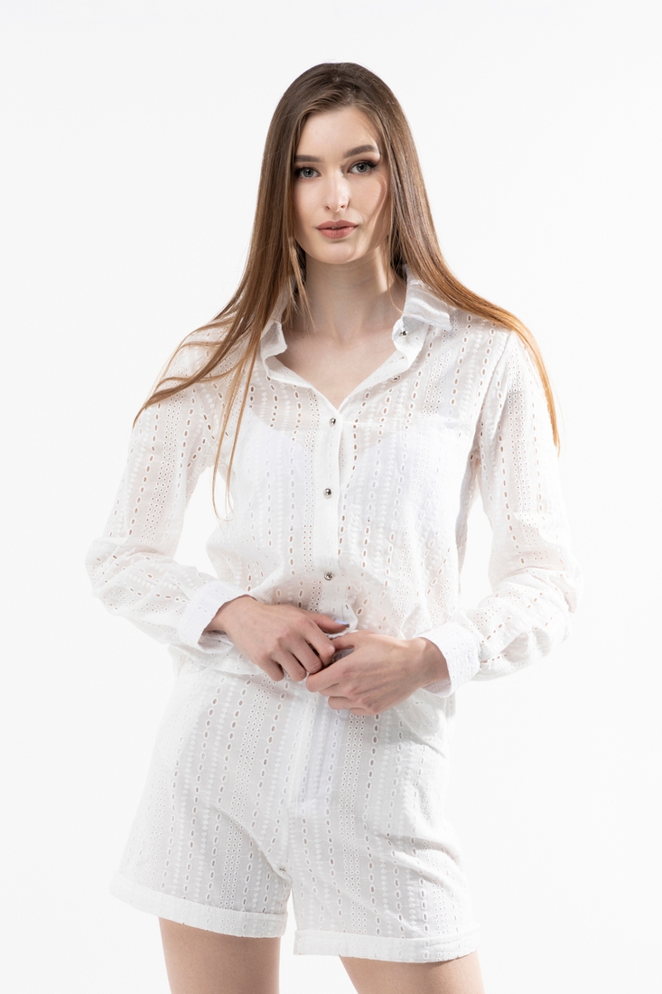 Фото Рубашка однотонная женская W23-31 XL Белый (2000989543268S)