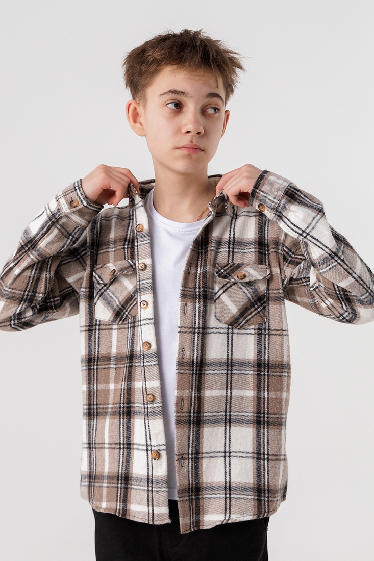 Фото Рубашка с узором для мальчика Deniz 124 164 см Бежевый (2000990473233D)