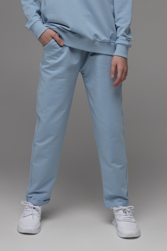 Фото Спортивні штани однотонні прямі для дівчинки SAFARI 60188 164 см Блакитний (2000989506157D)