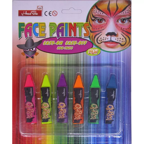 Фото Аквагрим для обличчя олівці набір 6 кольорів 300 (6901275263005)