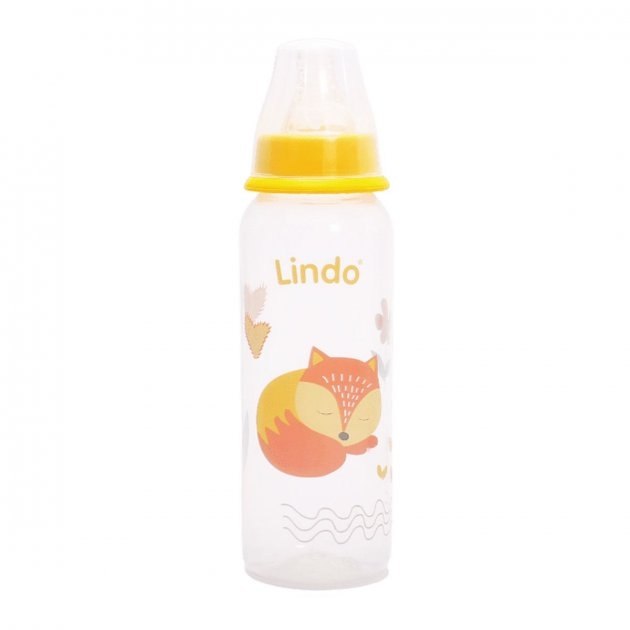 Фото Пляшка кругла Lindo LI143 з силіконовою соскою Жовтий (2000990122490)