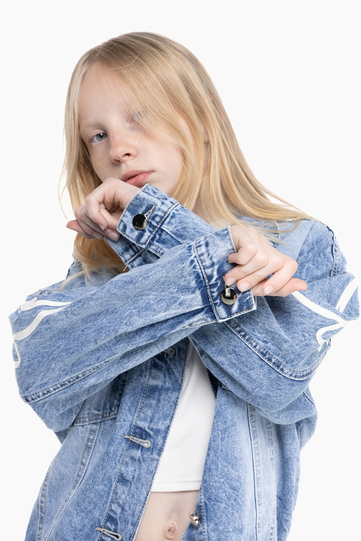 Фото Куртка джинсова для дівчинки PPS445 128 см Синій (2000989896531D)