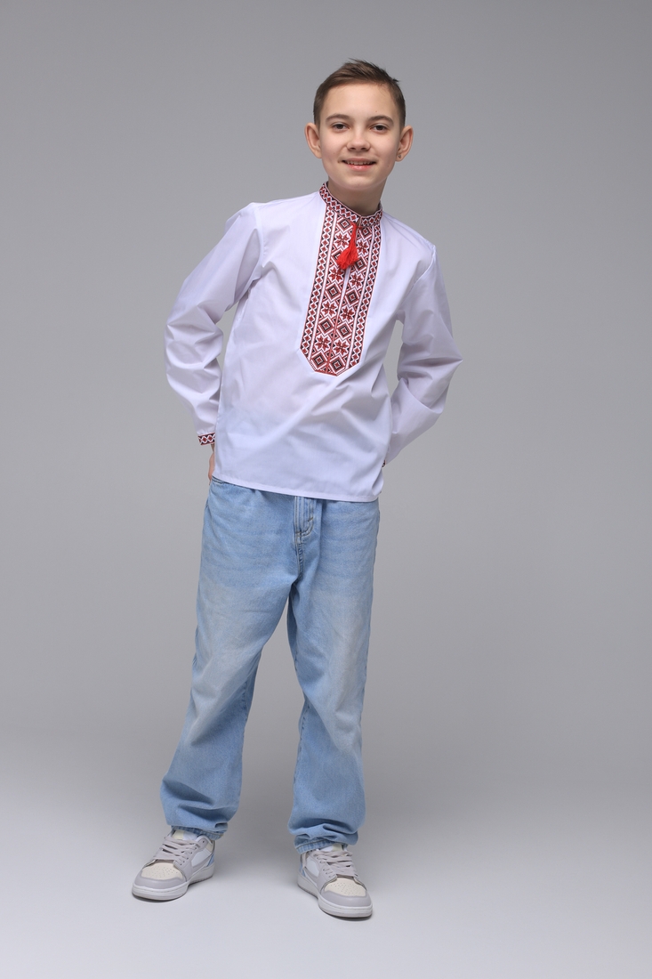 Фото Рубашка с вышивкой для мальчика КОЗАЧЕК КОЗАК 140 см Красный (2000902206218D)