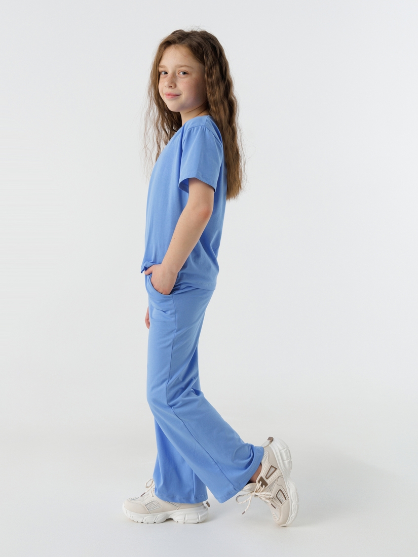 Фото Костюм футболка+штани для дівчинки Atabey 10532 134 см Блакитний (2000990478290S)