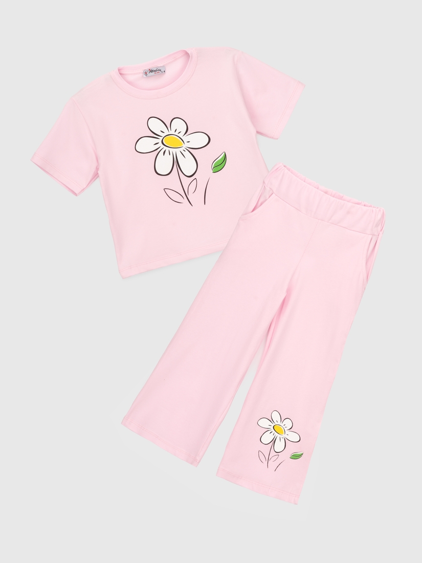 Фото Костюм футболка+капрі для дівчинки Atabey 10466.0 92 см Рожевий (2000990478818S)
